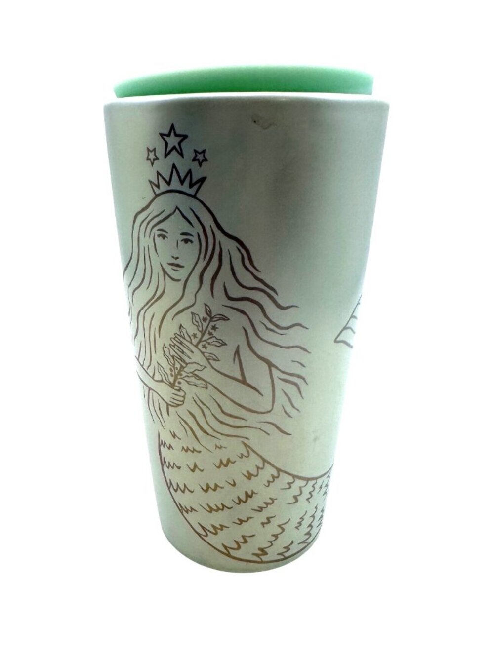 Starbucks 50th Anniversary 2020 Mermaid Ceramic Tumbler Lid 12oz Green Iridescen